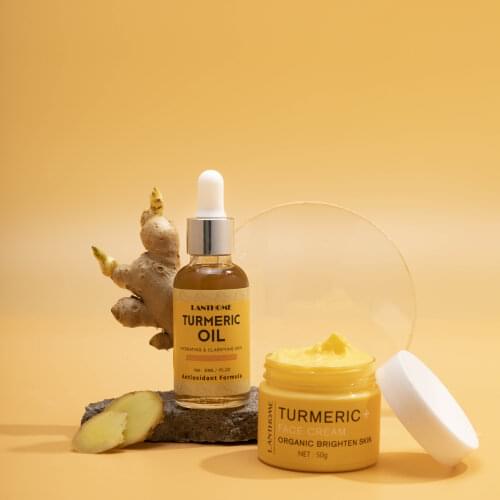 New product turmeric cream + turmeric oil moisturizing, anti-wrinkle and anti-acne facial oil