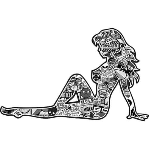 Retro Sexy Pin UP Pinup Girl with Multi Colour JDM Drift Style Sticker bomb Motif Vinyl Car Bike Sticker Deca