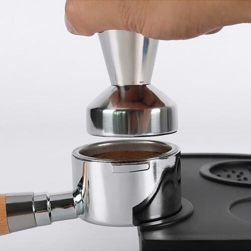 Full Body Stainless Steel Coffee Tamper 51mm/53mm/58mm Handmade Coffee Pressed Powder Hammer Flat Base Barista Accessories