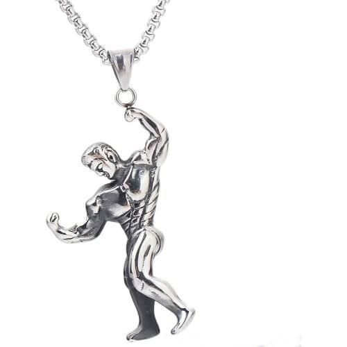 NIBA Casual Sporty Stainless Steel Strong Man Bodybuilding Necklace Fitness Jewelry Necklace for Men Jewelry