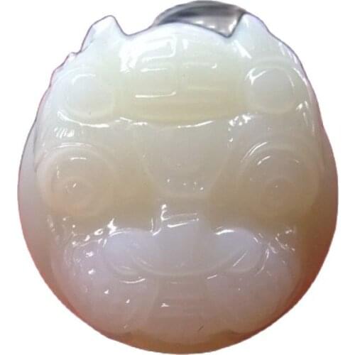 Hand carved white jade tiger head belt buckle jade belt buckle waist buckle