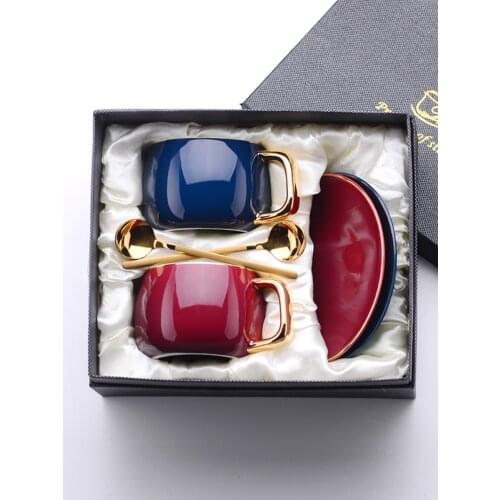 Luxury Nordic Creative Coffee Cup with Spoon Dessert Bone China High Tea Cups Set Mate Bicchiere Plastica Home Drinkware OO50CS