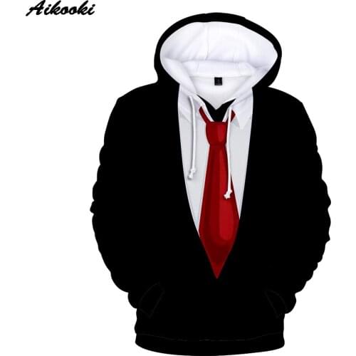 Sidno Fake Suit Tie 3D Hoodies Sweatshirts Men/women Street Wear Handsome Clothes Suit Pesonality Pullovers Casual Coat Cotton