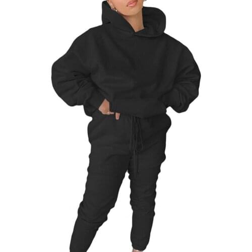 Sports Wear Multi-color Warm Flexible sweat suit women 2 Piece Outfits For Fall tracksuit women Black xxxl