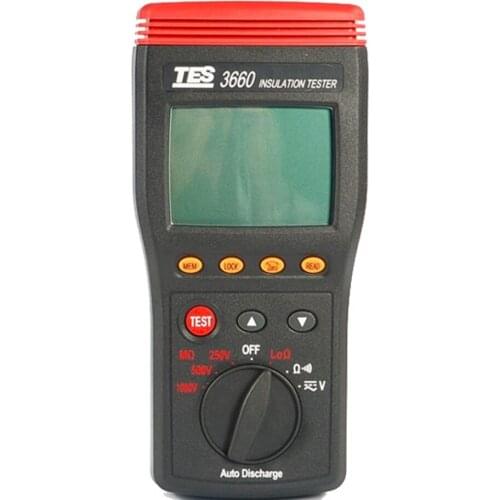 TES-3660 Insulation Testing Automatically Switch To Voltage Measurement Autoranging Insulation Tester Digital LCD Capacitive