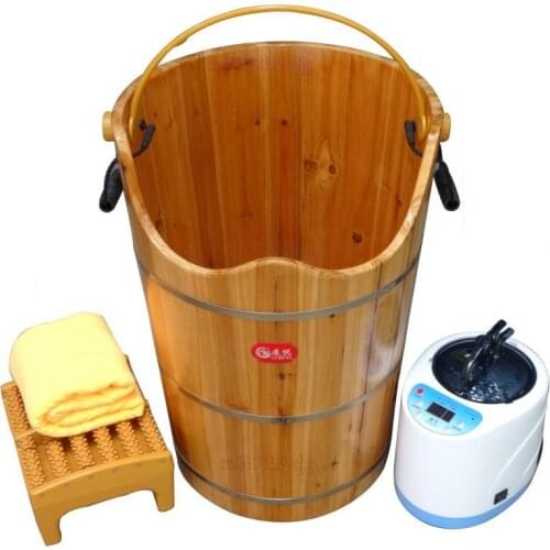Steam fumigation foot washing barrel heating constant temperature adult foot bath foot bath wood smoke sweat steam Han household