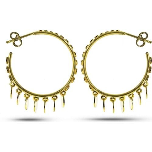 Sequins Dangle Gold Color 925 K Silver Earrings