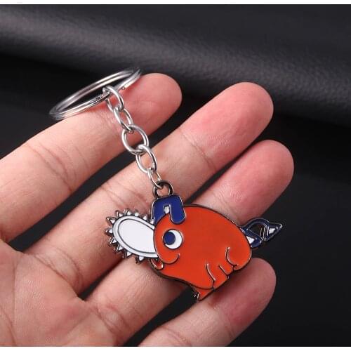 Japanese Anime Chainsaw Man Keychain Pochita Enamel Pins Cartoon Props Unisex Metal Keyring Pendant Fans Collection Gift Props