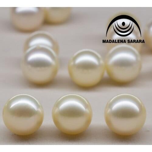 MADALENA SARARA 8.5mm-13mm AAA Genuine Saltwater Pearl Round Natural Champagne Flawless High Brightness Luxury Pearl Bead