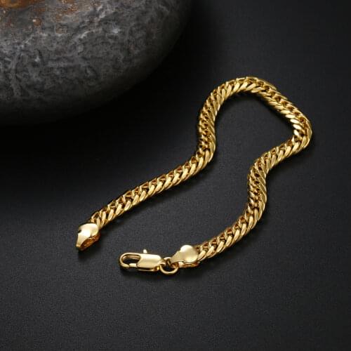 New 18K Gold charms 6MM Geometry Chain 925 sterling Silver Bracelets for Women Men Fashion Wedding party Gifts Fine Jewelry