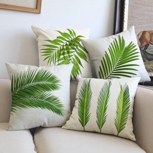 ZXZXOON Decorative Throw Pillow Case Cover Green Leaves Polyester Cushion Cover For Sofa Home Decor Capa De Almofadas 45x45