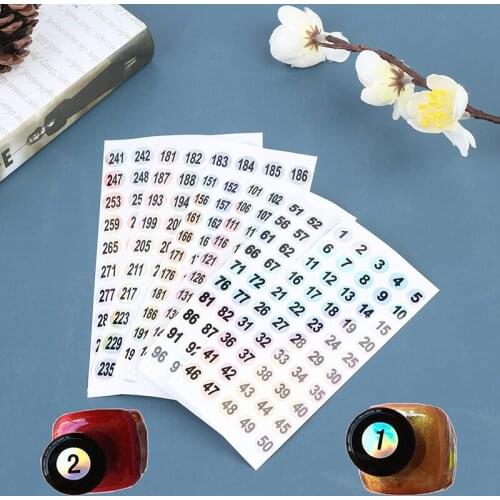 1-300 Laser Number Label Stickers Craft Nail Polish Lipstick Color Tags Sticker New
