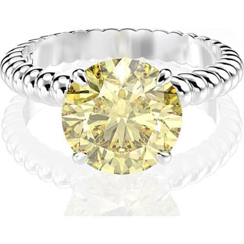 100% 925 Sterling Silver Ring New Fashion Hemp Rope Design Citrine Diamond Wedding Engagement Rings Women Fine Jewelry