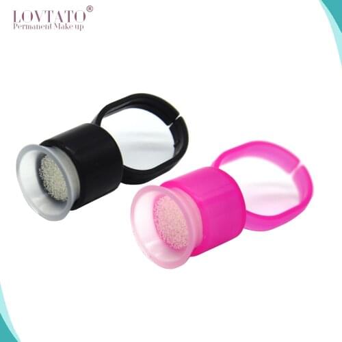 Tattoo Accesories Disposable Ring Cups Permanent Makeup Finger Tattoo Ink Cup With Sponge Accessories Pigment Holder 100pcs