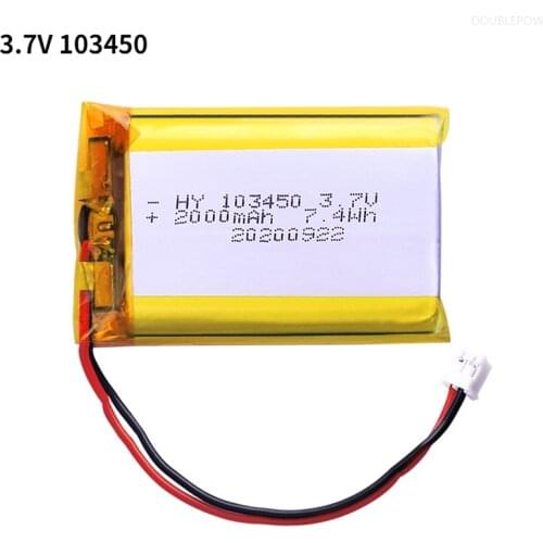 103450 3.7V 2000mAh Rechargeable,Polymer Lithium Battery, for MP5,Toys,Cameras, GPS, Bluetooth, Speakers High Capacity
