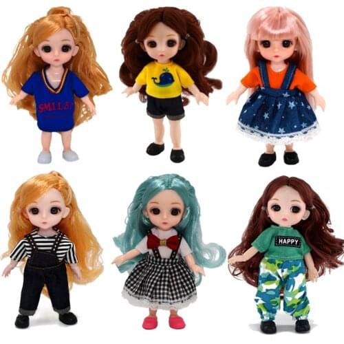 16cm BJD Doll 1/12 13 Movable Joints Random head Dress Up Casual wear clothes Accessories Fashion dolls Toys for Girls DIY Gift
