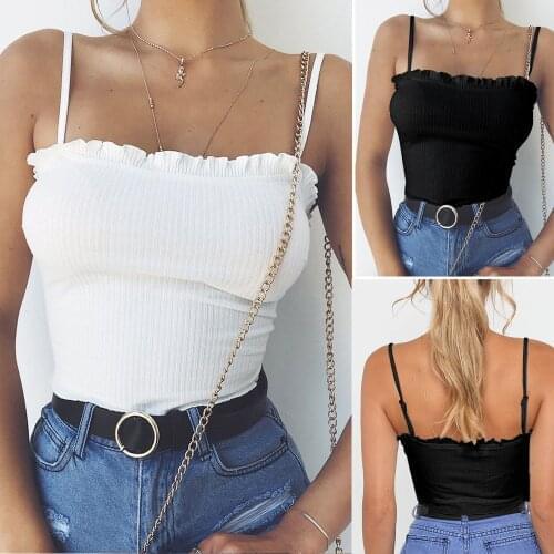 2021 Fashion Sexy Women Tank Tops Fashion Womens Ruffles Tank Top Vest Off Shoulder Halter Blouse T-Shirt Camis