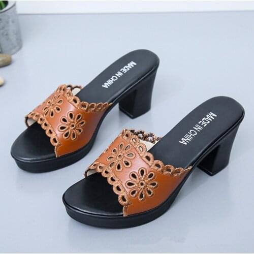 2021 Women Shoes Summer Fashion Patent Leather Women Leisure High Heels Slippers Female Peep Toe Slip-On Slippers Sandals