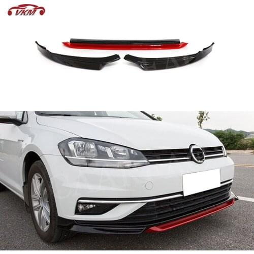 Red Black White Front Lip Spoiler Aprons For Volkswagen Golf MK7.5 Standard 2018 2019 Not For GTI 3 PCS ABS Head Bumper Guard
