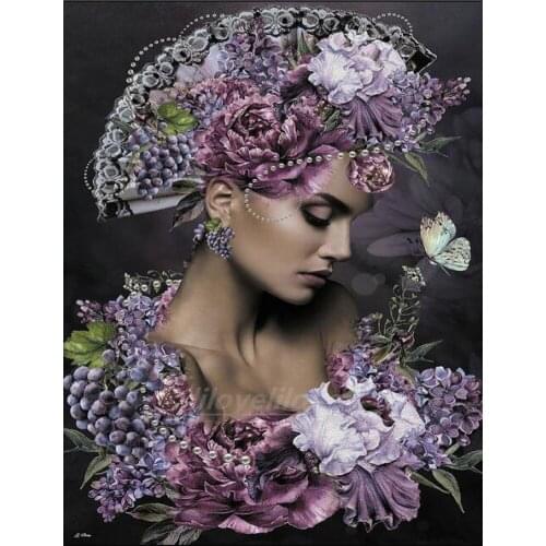 Diamond embroidery iris flower woman cross stitch Diy diamond painting sale European sexy beauty 3d picture of rhinestone DF20