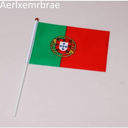 Free shipping 100pcs Portugal Hand Flag National Portugal Hand Flag 14*21cm Polyester Banner Custom Hand flag