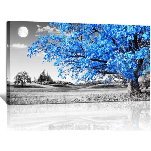 Large Diamond Mosaic Full Square Blue moon tree landscape Abstract Diamond Embroidery Painting Cross Stitch Rhinestones FF673