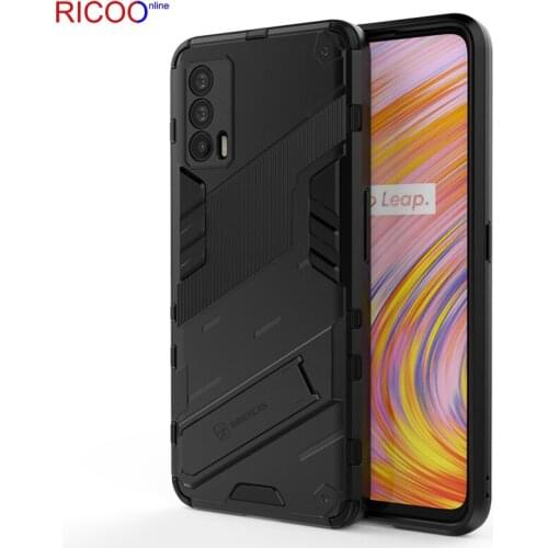 Armor Bumper Shockproof Stand Phone Case For Oppo Reno 5 Pro 4 Lite A53 A32 Realme C15 C12 Camera Lens Protection Hard Pc Cover