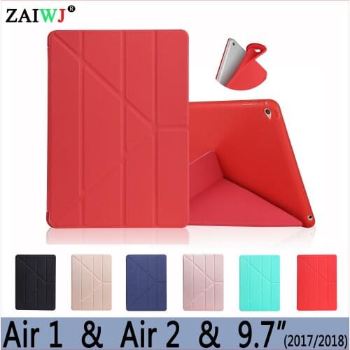 Case for iPad 9.7 inch 2017 2018 release Air 1 2 soft silicone shell for ipad 5th 6th Smart sleep wake up function deform cover