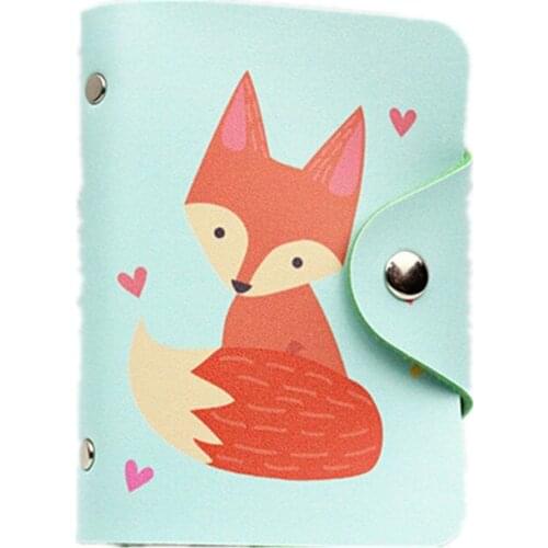 M137 Lovely Card ID Holders Cartoon Pu Leather 24 Card Red Fox Cute Tail Cat Women ID Credit Bank Cards Bag Wholesale