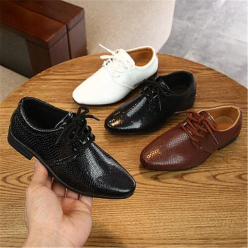 Kids Leather Shoes for Boys Formal Oxford Shoes Fashion Lace Uo Children Casual Leather Shoes Girls Moccasins Wedding Shoes