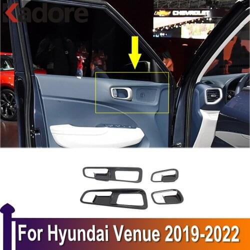 For Hyundai Venue 2019 2020 Carbon Fiber Inner Door Handle Catch Cover Bowl Cup Trim Decoration Car Styling Auto Accessories