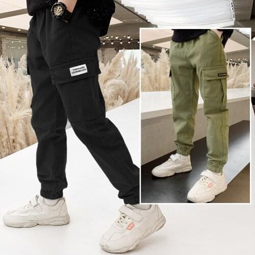 Teen Boys Pants Boys Cotton Sport Pants Child Casual Loose Trousers Boys Cargo Pants Kids Trousers Beam Foot Pants