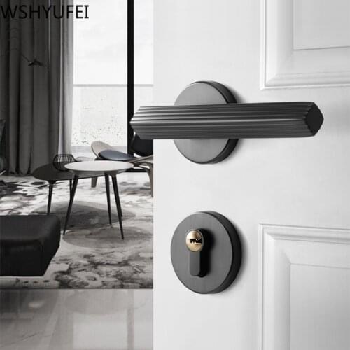 Zinc alloy Simple style Room Door Lock with Keys/Screws Knob Lock Gray Door Handle High quality Anti-theft Furniture Home