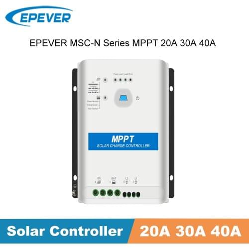 EPever MSC-N Series MPPT 20A 30A 40A Solar Charger Controller 12V 24V Max PV 150V and Support No-Battery Mode Household System