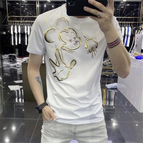 Disney Cartoon Mickey Mouse Tshirt Tops Summer Mens T-shirt Harajuku Short Sleeve Bottoming Shirt Male tshirt Fashion Clothes