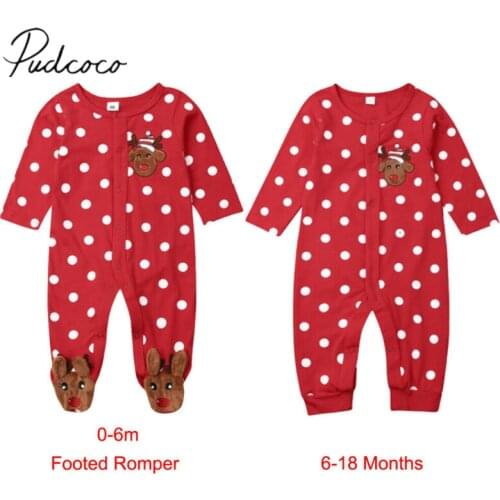 2019 Baby Spring Autumn Clothing Christmas Newborn Baby Girl Boys Clothes Deer Printed Romper Jumpsuit Santa Elk Outfits
