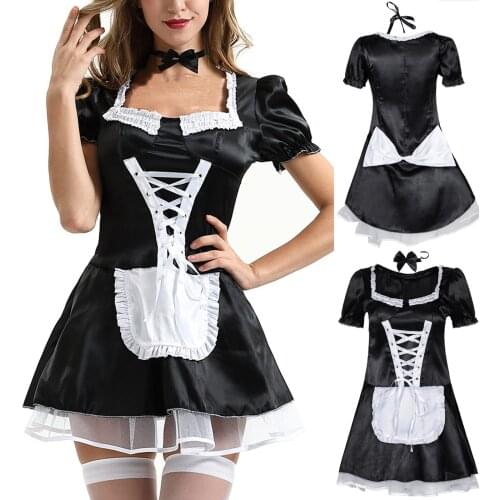 Cosplay Maid Costume Cute Women Lovely Maid Cosplay Costume Animation Dress + Bow Tie Милая горничная E1