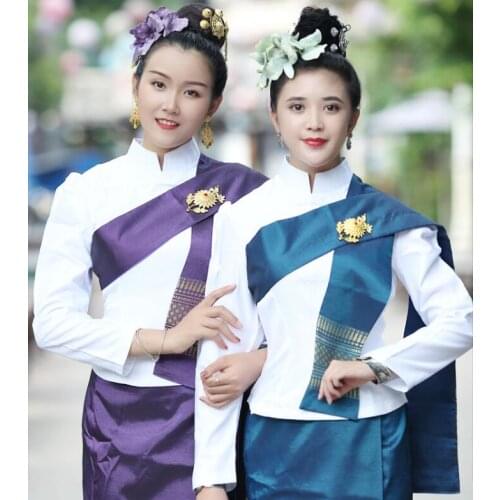 Etiquette life Asian Ethnic costume Island countries restaurant Work Uniform long sleeve clothing + shawl Waitress work clothes