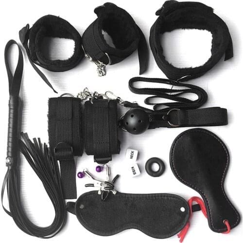 Sex Products Erotic sex Toys for Adults Leather Sex Neck Collar Leash Sexy Restraint Fetish Gag Whip Rope Sex Toys For Couples