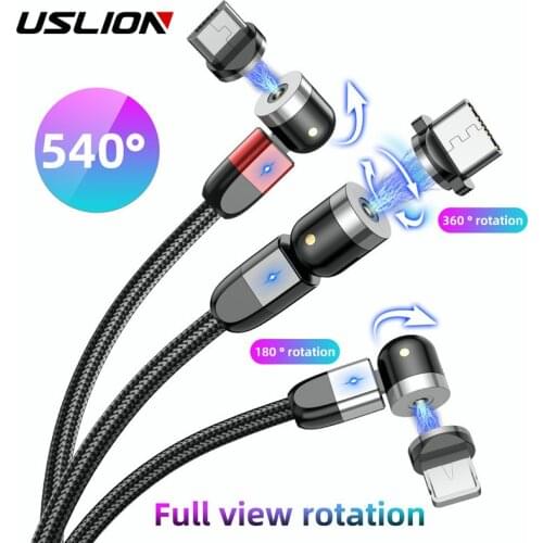 540 Rotate Magnetic Cable Micro Type C Phone Cable For iPhone12 Pro XS Max Samsung Xiaomi Mi 10 USB C Cord Wire Cable 1M 2M