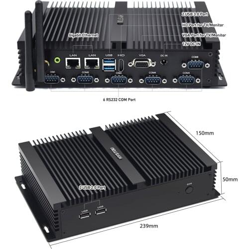 HYSTOU Intel Core i5 4200u Industrial Mini PC Dual display 6 RS232 COM Desktop computer Windows 10 Pro with LVDS 2*ddr3 RAM WiFi