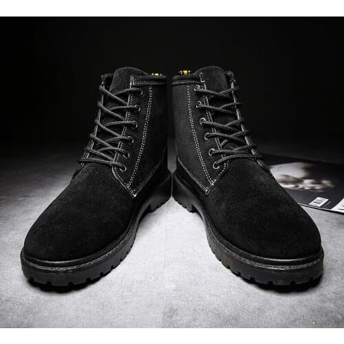 2019 new faux suede leather mens boots spring autumn winter mens shoes ankle boots mens snow boots work code 39-46