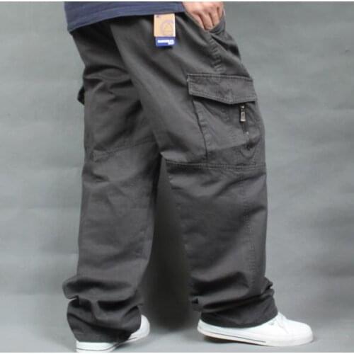 Mans Trousers Mens Clothing Size Xl-6Xl Men Thicken Pants Autumn Winter Casual Loose Overalls Cotton High Waist Cargo Pants