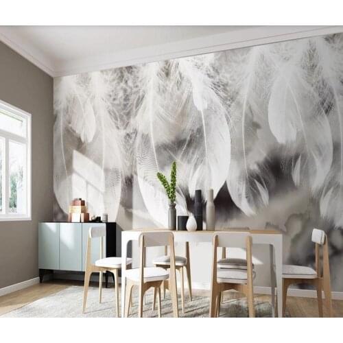 Custom 3D photo wallpaper mural Nordic modern minimalist abstract ink feather bedroom living room sofa background wall mural
