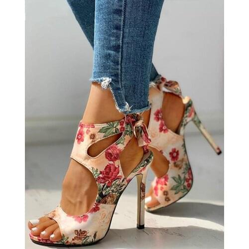 2021 New Women summer Thin High Heels embroidered Peep Toe gladiator pumps office sandals party shoes