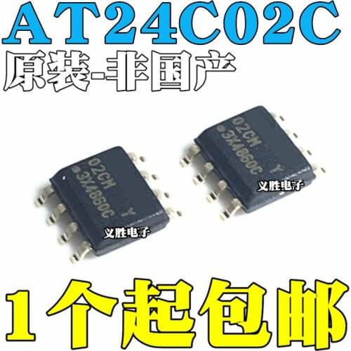 2PCS New and original AT24C02 AT24C02C-SSHM-T 02CM EEPROM 2KB SOP8 IC chip memory, the new reservoir a serial port