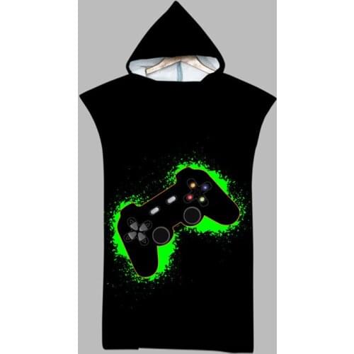 Beach Suit Microfiber Hood Beach Towel 3D Game Series Changing Robe Absorbent Surf Poncho Hooded Bath Towels for Adult Beachwear