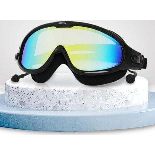 Adult male and female professional swimming goggles with nose clip earplugs plating waterproof anti-fog myopia goggles