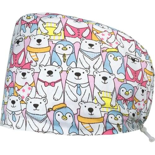 Adjustable Fashion Print Scrub Hat Dust-Proof Cap Cotton Nurse Cap Bandage Men Women Surgical Hat Cap Gorro quirúrgico