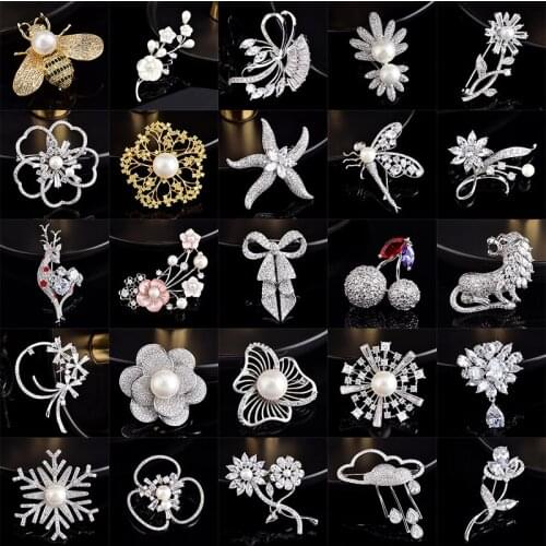 Luxury Beautiful Crystal Flower Animal Bee Snowflake Brooches Pins Women Jewelry Broach Bouquet Pin Broche Femme Christmas Gift